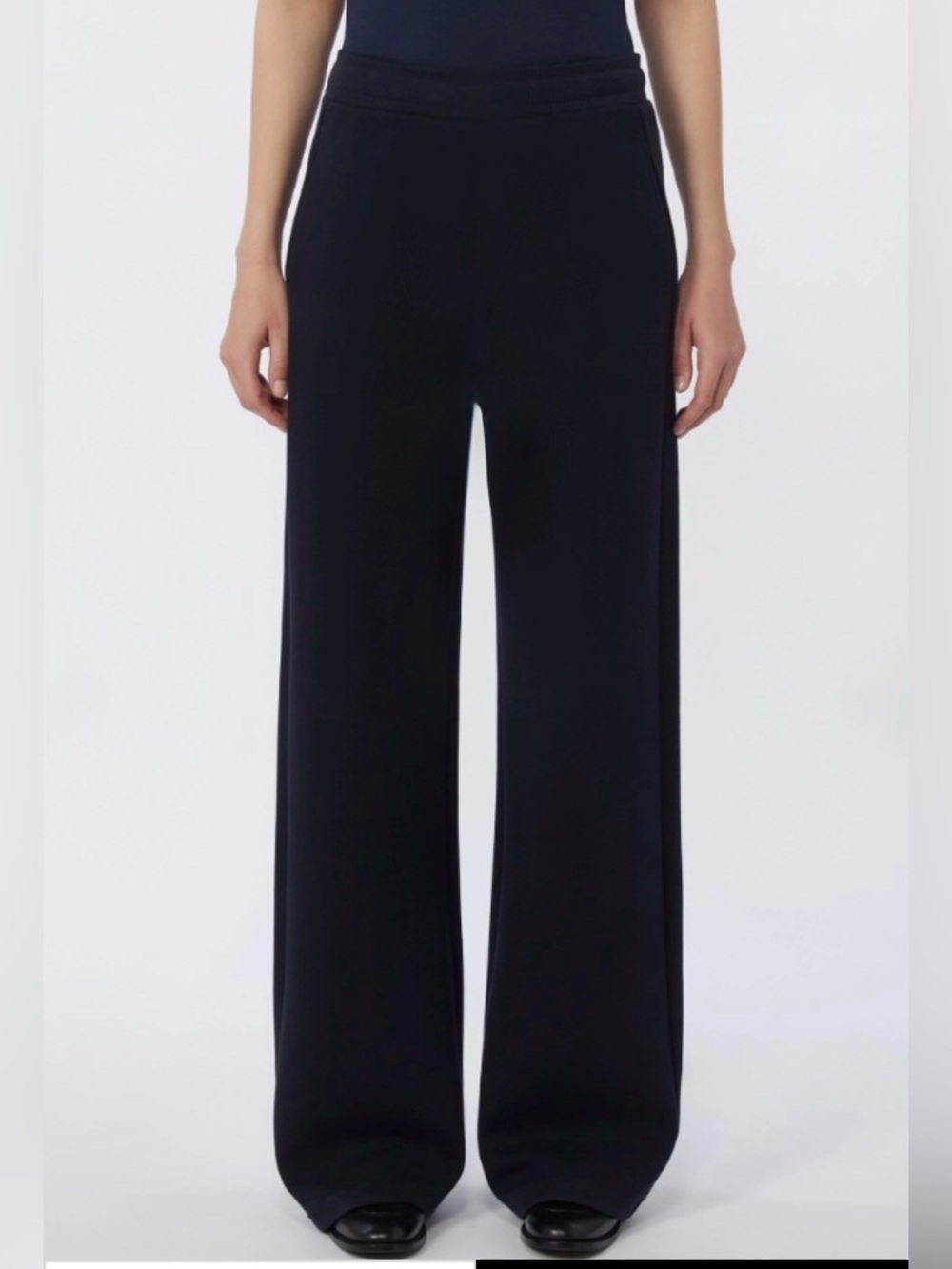 ‘S Max Mara Black Wide Leg Jersey Pants Hidden Side Zip Stretch Trouser Medium